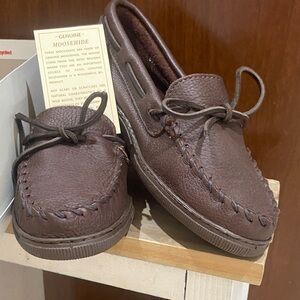 Minnetonka Dark Brown Moosehide Moccasins